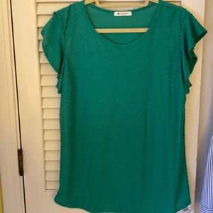 Ruffled Sleeve Green Dotted Top